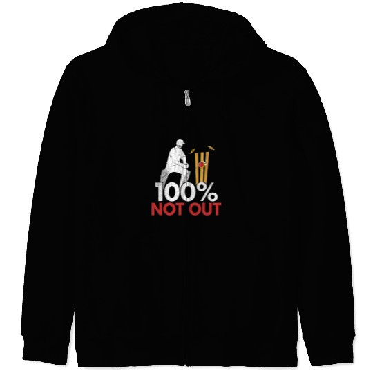 Cricket Fan 100 Not Out Funny Cricket Player Coachs Sports Graphic Zip Hoodies