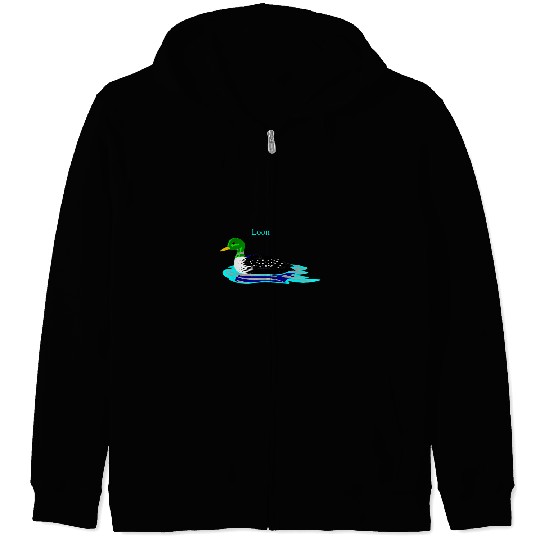 Greenheaded Loon Bird Lover Art Illustration Zip Hoodies