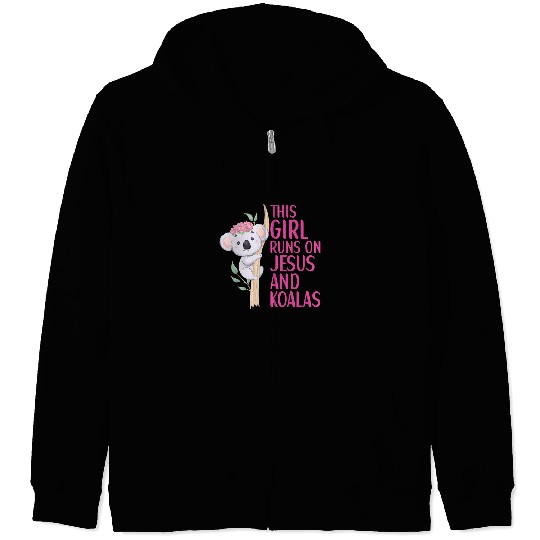 Christian Jesus Christ Christian This Girl Runs On Jesus And Koalas Koala Bear Lovers Kids 253 Bible Verse Christ Zip Hoodies