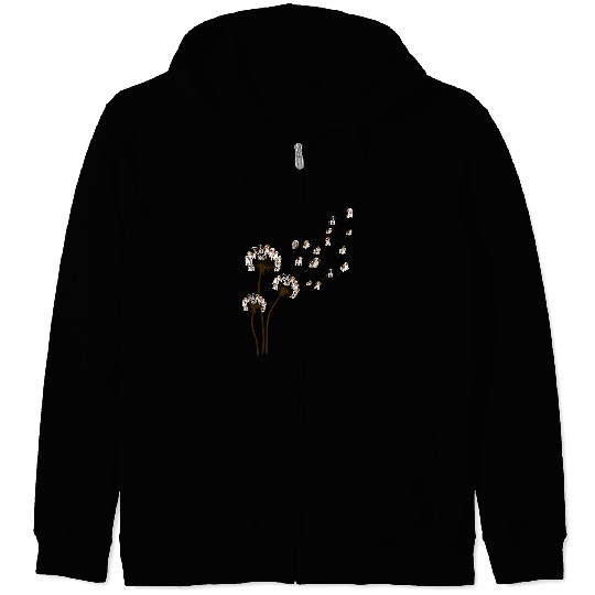 Shih Tzu Dog Dandelion Flower Funny Animal Lovers Men Women Zip Hoodies