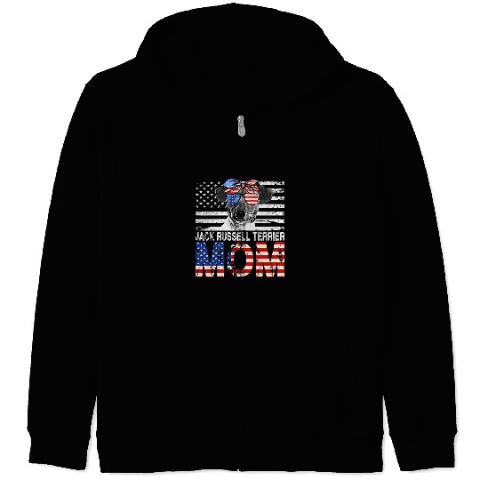 Dog Jack Russell Womens Cool Jack Russell Terrier Mom USA Flag Patriotic Mothers Day Zip Hoodies