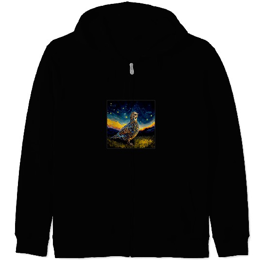 Surrealism Starry Night Partridge Zip Hoodies