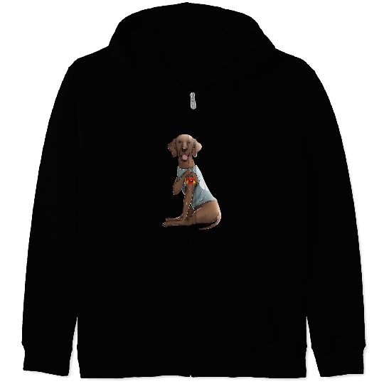 Dog Vizsla I Love Mom Tattoo Dog Funny Mothers Day Gift Zip Hoodies