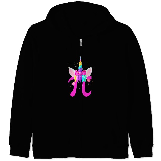 Funny Unicorns Face Floral Pi Day Math Math Geek Nerd Teacher Zip Hoodies