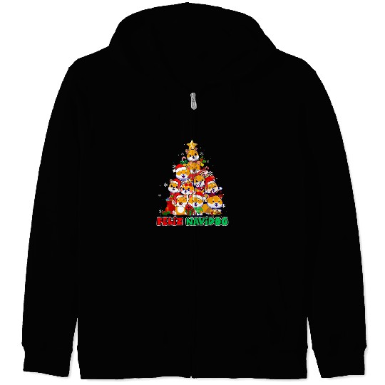 Dog Shiba Inu Feliz Navidog Feliz Navidad Christmas Shiba Inu Dog Lovers Zip Hoodies