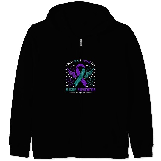 I Wear Teal Purple For suicides Prevention Awareness Support Zip Hoodies