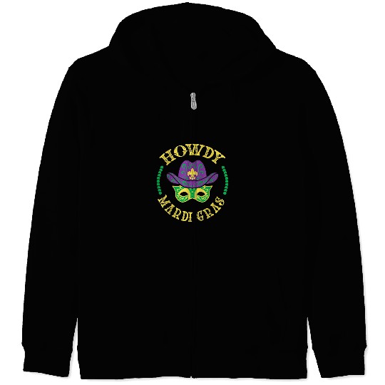 Mardi Gras Cowboy Cowgirls Howdy Mardi Gras Jester Western Zip Hoodies