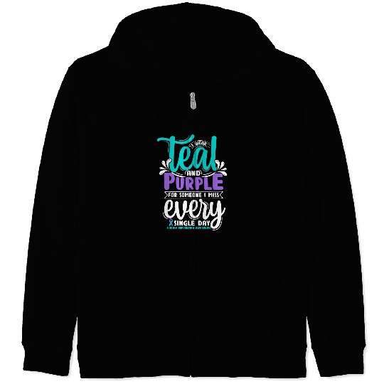 I Wear Teal Purple Ribbon suicides Prevention Awareness Zip Hoodies