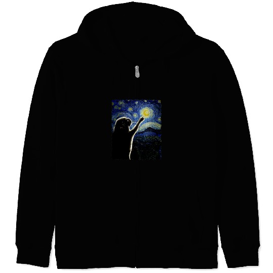 Pug Starry Night Pug Art Pug Owner Pug Lover Cute Pug Zip Hoodies