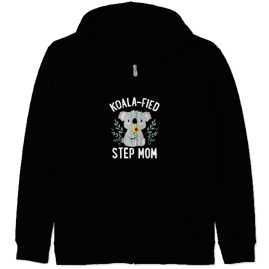 Funny Bear Koalafied Step Mom Koala Bear Sunflower Floral Mothers Day Cute Bears Zip Hoodies