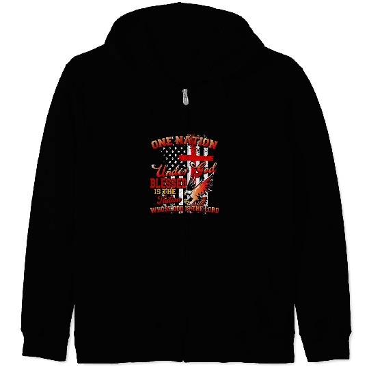 Christian One Nation Under God One Nation Under God Jesus Flag 20 Christ Zip Hoodies
