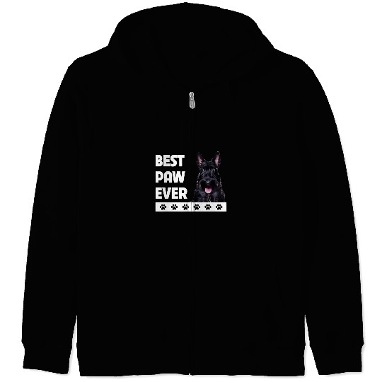 Dog Scottish Terrier Dad Fathers Day Dog Lovers bests Paw Ever Zip Hoodies