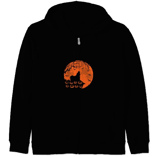 Shih Tzu Dog And Moon Halloween Costume Funny Dog Lover Zip Hoodies