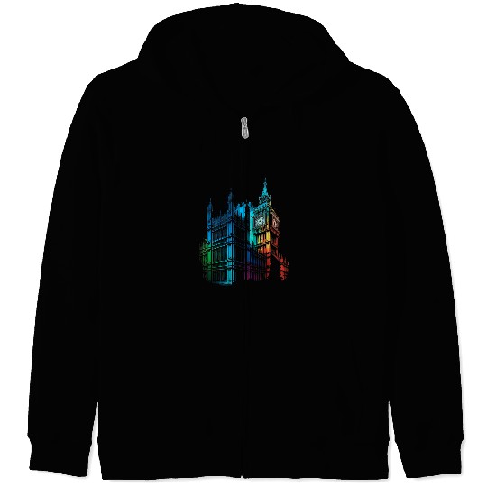 Big Ben Watercolour Painting London Tower Bridge Big Ben Zip Hoodies