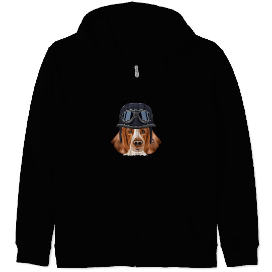 Motocross Biker Funny vintages Motorcycle Helmet Welsh Springer Spaniel Zip Hoodies