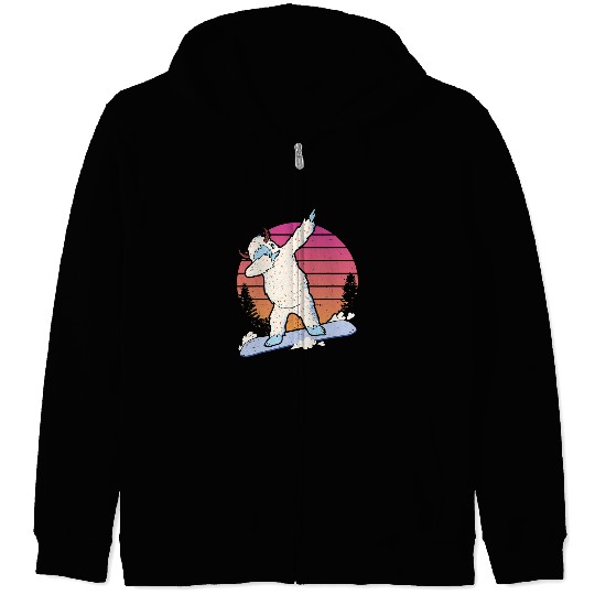 Skiing Ski Retro Dabbings Snowboarding Zip Hoodies