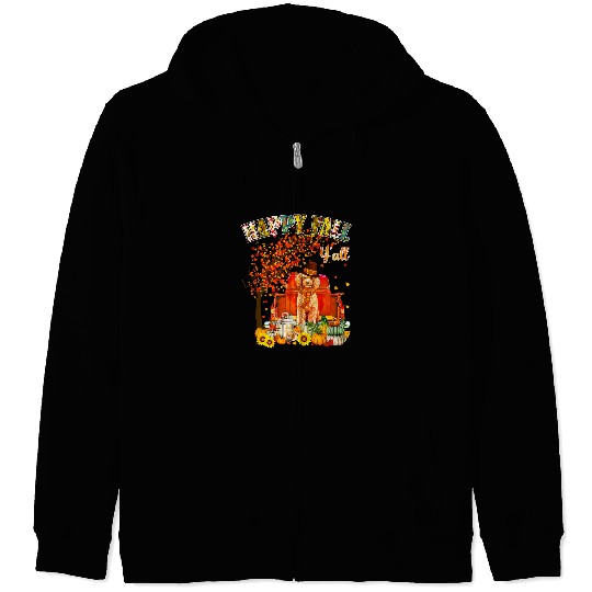 Poodles Autumn Fall Pumpkin Truck Mappe Thanksgiving234 Poodle dog Zip Hoodies