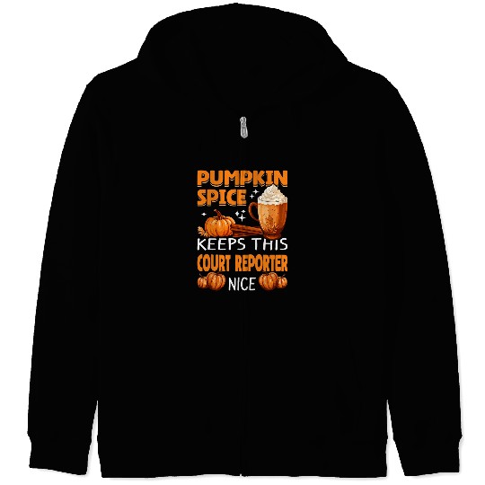 Cool Pumpkin Spice Keeps This court Reporter Nice Halloween Zip Hoodies