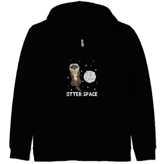 Otters Outer Space Animal Otter Astronaut Pun Otter Space Zip Hoodies