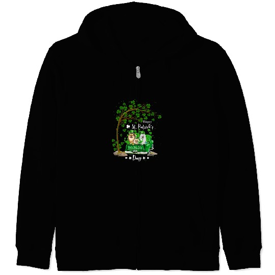 Dog Pomeranian St Patricks Day Truck Pomeranian Family Shamrock Clover 226 Zip Hoodies