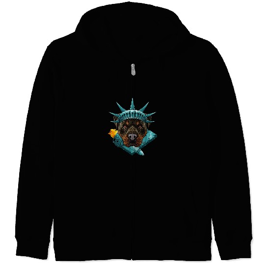 Dog Rottweiler Statue Of Liberty Rottweiler 4th Of July Dog USA America Zip Hoodies