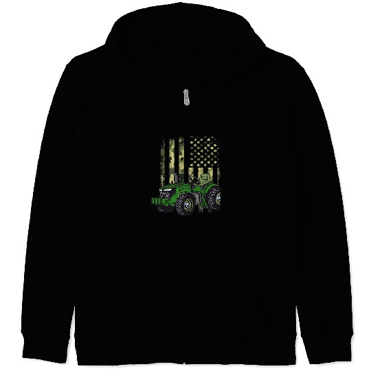 Tractor driving Patriotic Camouflage American Flag Farm Tractor 1 Zip Hoodies