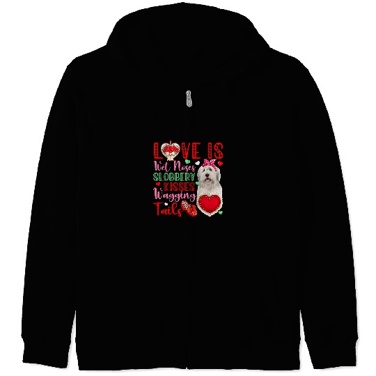 Dog Lover Wet Noses Slobbery Kisses Cute Bearded Collie Zip Hoodies