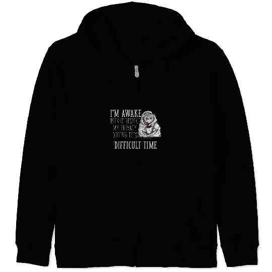 Grumpy Morning Cat Coffee Funny Meme Saying Graphic Design Zip Hoodies