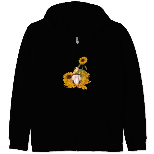 Cute Gnome Sunflower Gardening Gnomes 2 Zip Hoodies