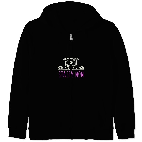 Dog Staffordshire Staffy Mom with Staffordshire Bull Terrier Dog Zip Hoodies