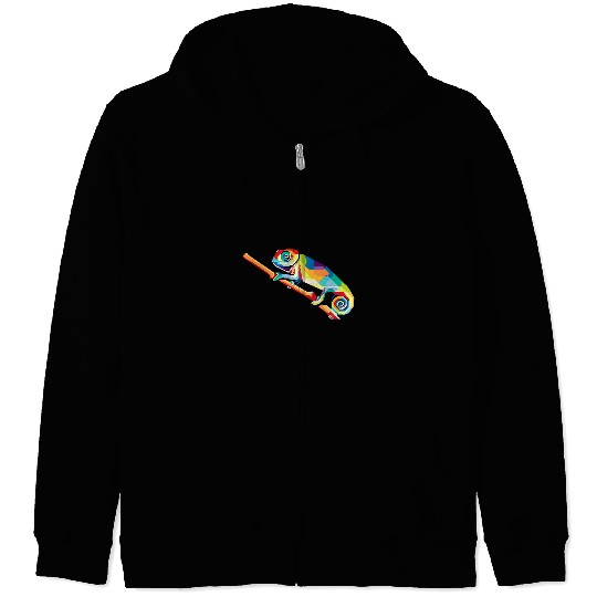 Chameleon Art Cute Artistic Chameleons Zoo Animal Reptile Zip Hoodies