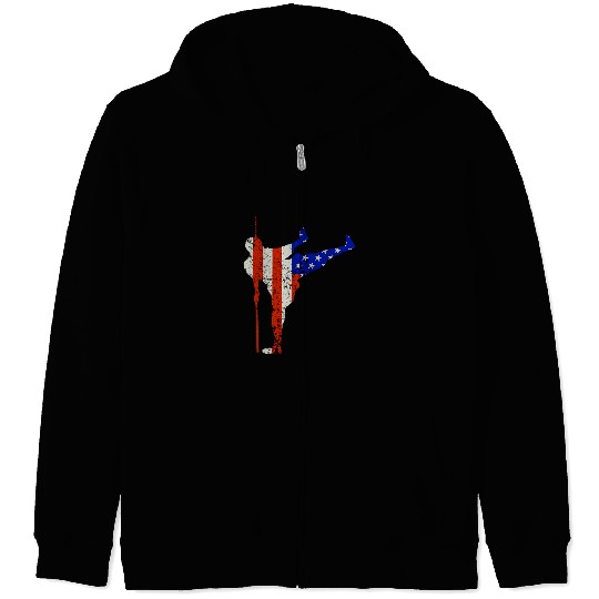 Funny Kung Fu 4th of July Cool American Flag Kung Fu Zip Hoodies