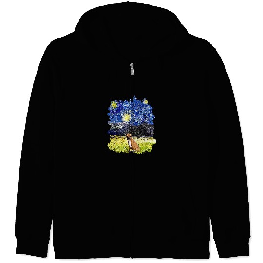 Dog Staffordshire Starry Night Impressionist Dog Art Staffordshire Terrier Zip Hoodies
