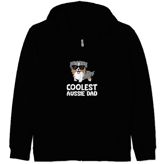 Coolest Aussie Dad Cool Australian Shepherd Dad Zip Hoodies