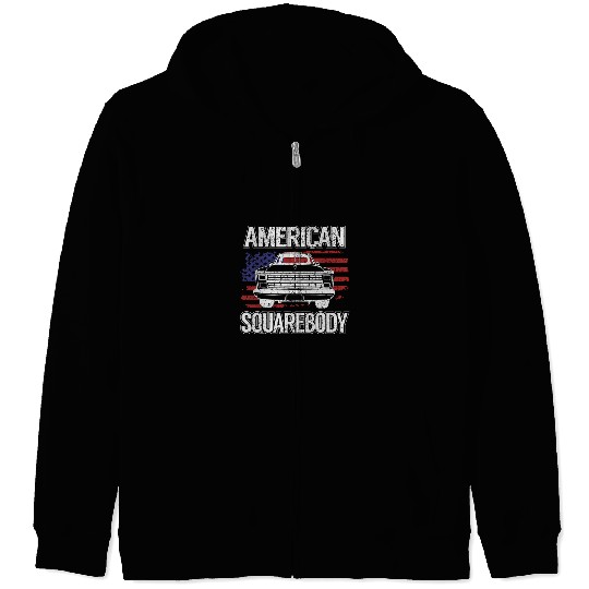 Classic American Square Body Truck USA Flag C10 Zip Hoodies