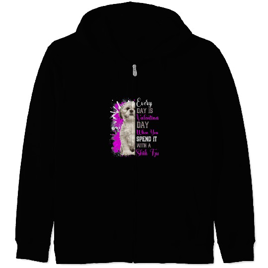 Funny Valentines Shih Tzu Mom Lover Walker Fan Sitter White Zip Hoodies