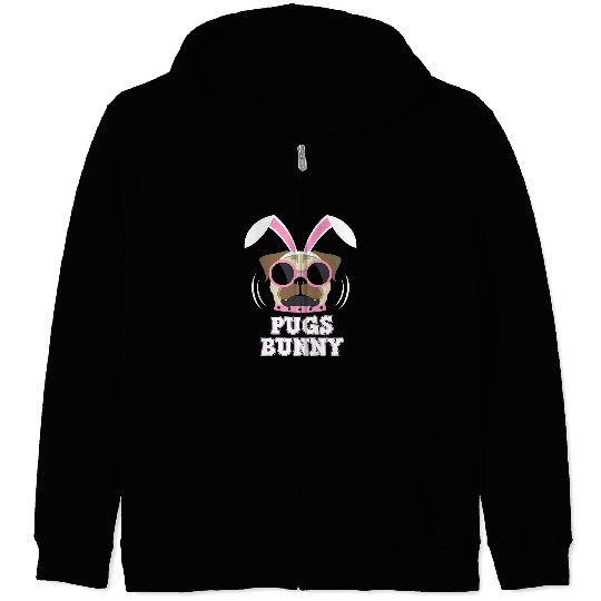 Rabbits Pugs Bunny Happy Easter Puggy Rabbit Pug Pet Dog Lover Gifts Zip Hoodies
