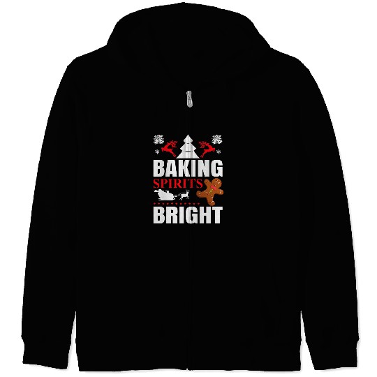 Baking Spirits Bright Gingerbread illustration Zip Hoodies