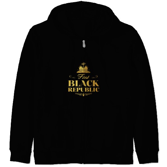 Haiti First Black Republic outfit tee gold flag art Zip Hoodies