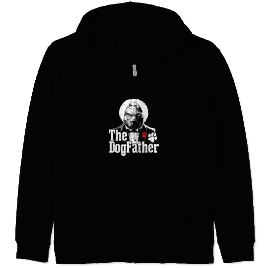 Bully Lover Dog Mens The Dogfather Pitbull Dog Dad 65 Pitbull Dog Zip Hoodies