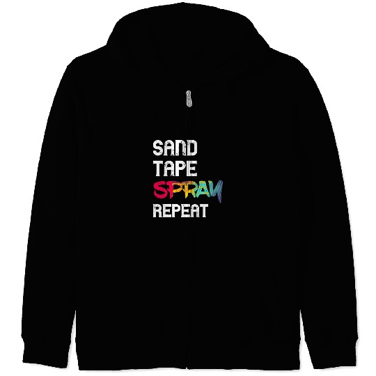 Autobody Technician Sand Tape Spray Repeat Auto Body Painter Zip Hoodies