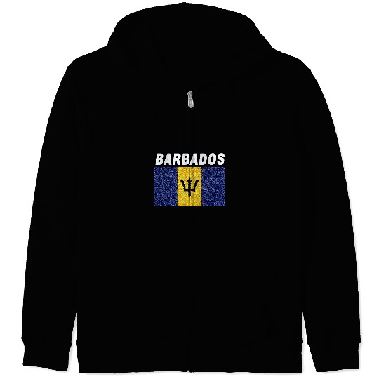 Barbados Flag Long Sleeve Patriotic Island Art Zip Hoodies