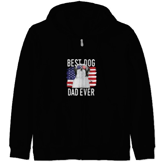 Dog American Flag bests Dog Dad Ever Shih Tzu USA 153 paws Zip Hoodies