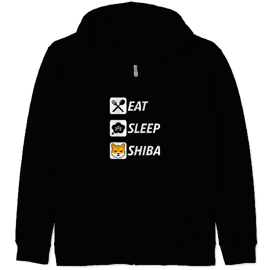 Dog Shiba Inu Eat Sleep ShibaBlockchain HODL Cryptocurrency Shiba Inu Zip Hoodies