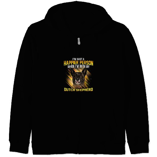 Dog Dutch Shepherd Im Just a Happier Person puppy paw Zip Hoodies