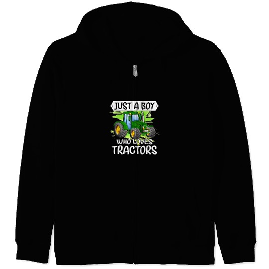 Tractor driving Just a Boy who loves Tractors Harvest Farming Barn Cattle 4 Zip Hoodies