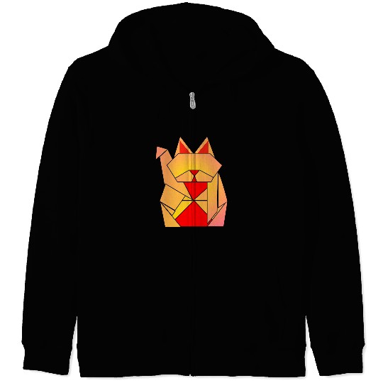 Origami Master Paper Craft Maneko Neko Fortune Waving Cat Zip Hoodies