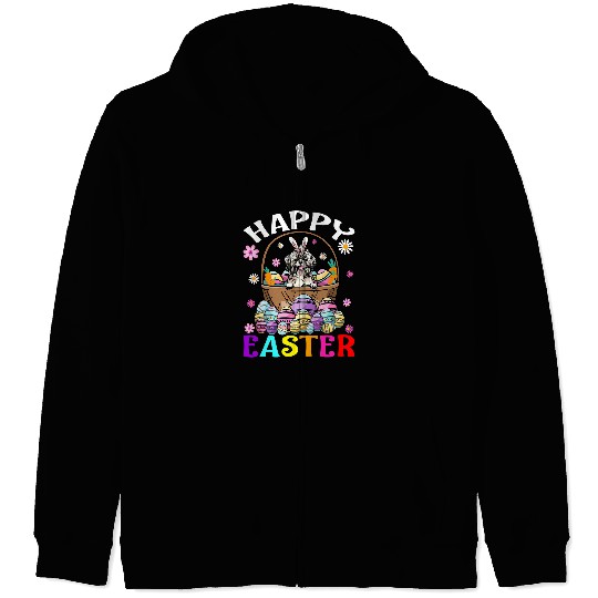 Shih Tzu Dog Happy Easter Bunny Eggs Easter Zip Hoodies