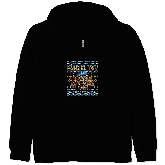 Dog Vizsla Pawzel Tov Jewish Wirehaired Vizsla Dog Funny Hanukkah Zip Hoodies