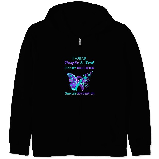 I Wear Purple and Teal for My Daughter suicides Prevention Zip Hoodies